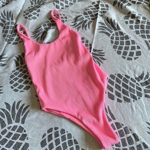 Kulani kini’s one piece ribbed swimsuit on Barbie Pink NWOT